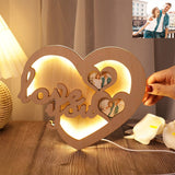 Load image into Gallery viewer, Personalized photo wooden heart lamp