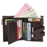 Load image into Gallery viewer, Men&#39;s Real Leather Short Wallet Double Zipper Card Bag Gift for Men