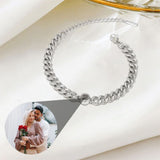 Load image into Gallery viewer, Gift for Couple Projection Bracelet Photo Bracelet Custom Round Charm Bracelets with Picture Inside