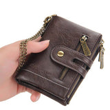 Load image into Gallery viewer, Men&#39;s Leather Short Wallet Double Zipper Coin Wallet Gift for Men